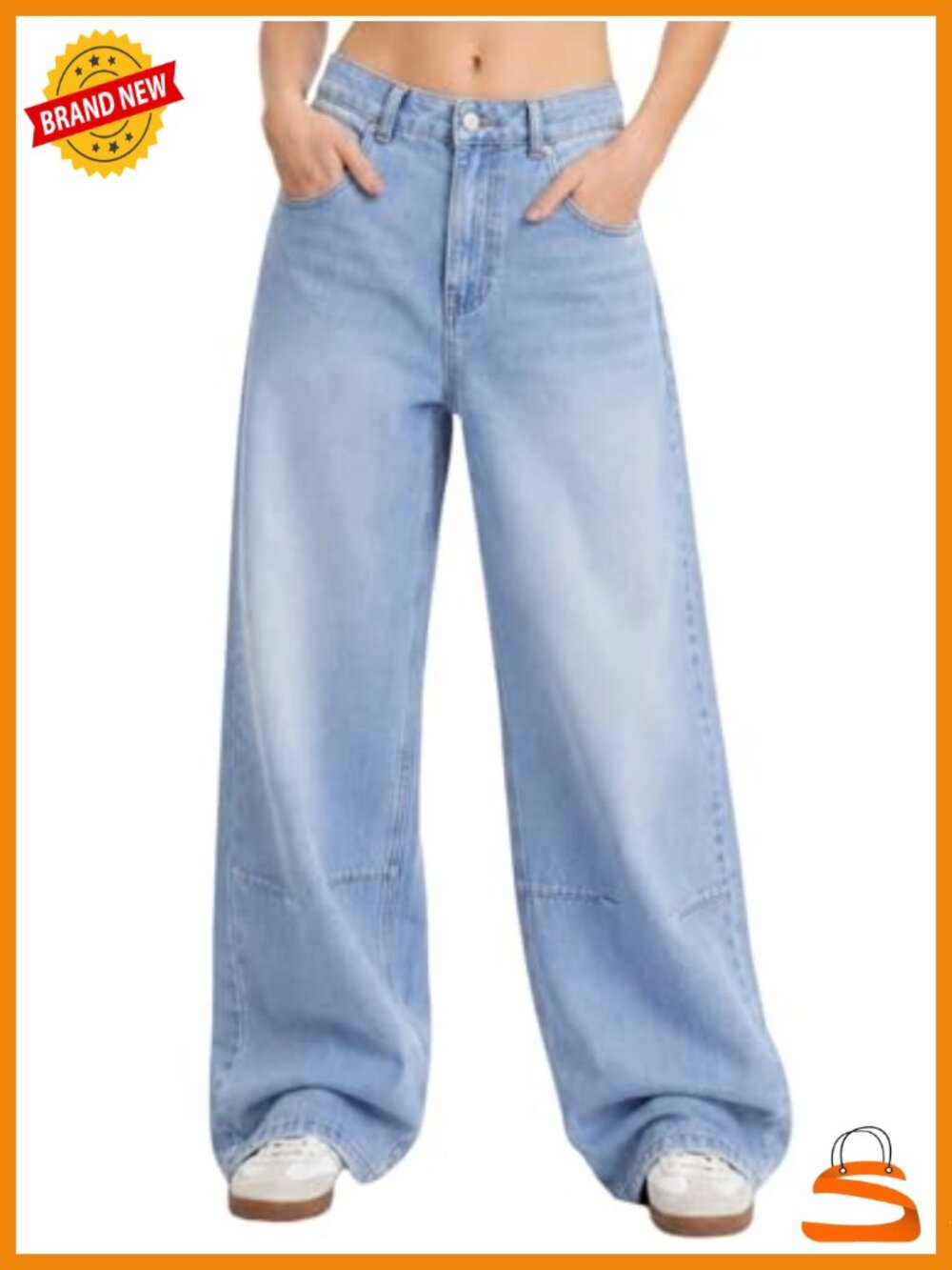 Baggy Jeans for Women Mid Rise Wide Leg Loose Boyfriend Oversized Denim Pants